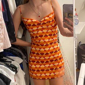 Urban Outfitters Women's Orange and Burgundy Dress